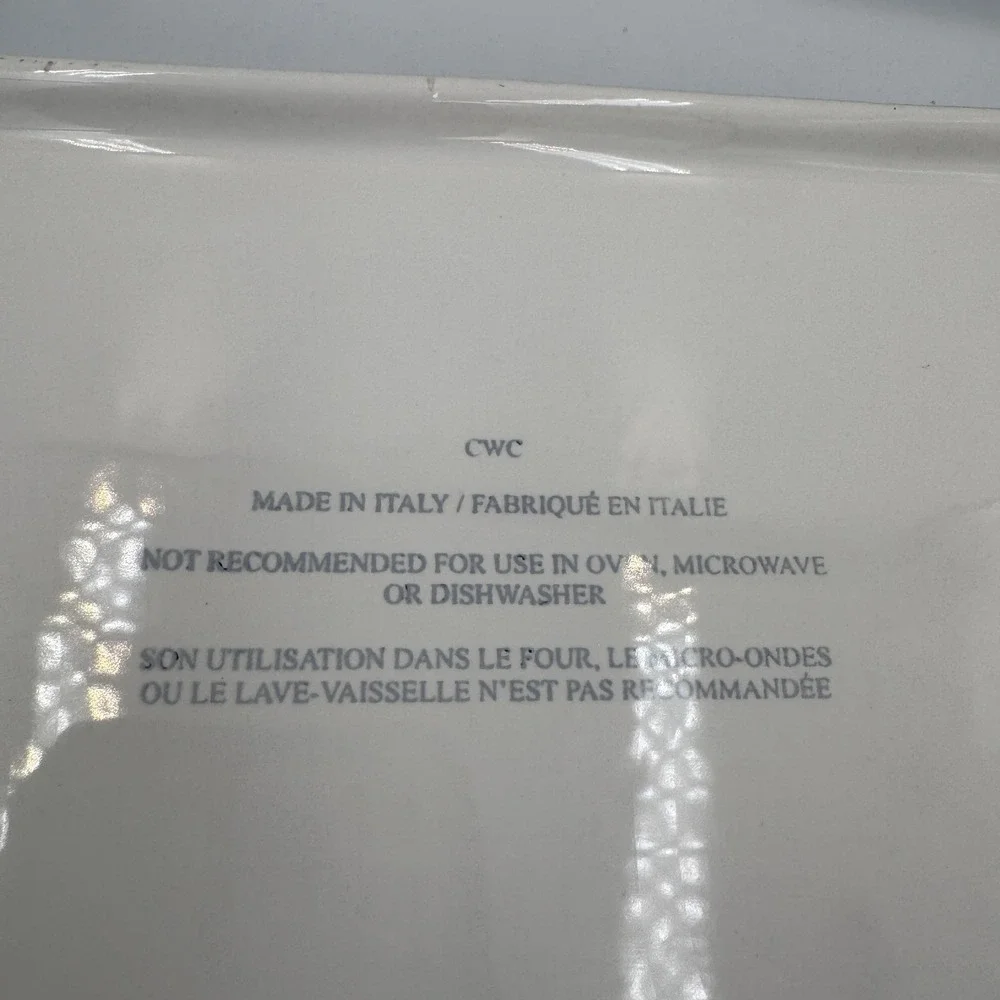 White Ceramic Rectangular Serving Dish Grape Leaf Border‎ 14 Inch Italy